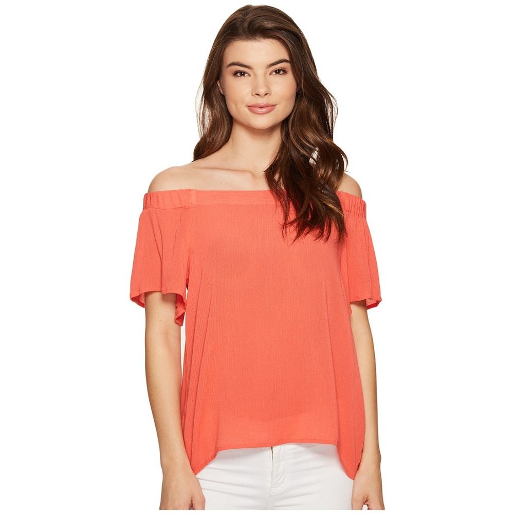 NWT Size XS Nordstrom 1.STATE Off the Shoulder Chiffon Blouse Top NEW